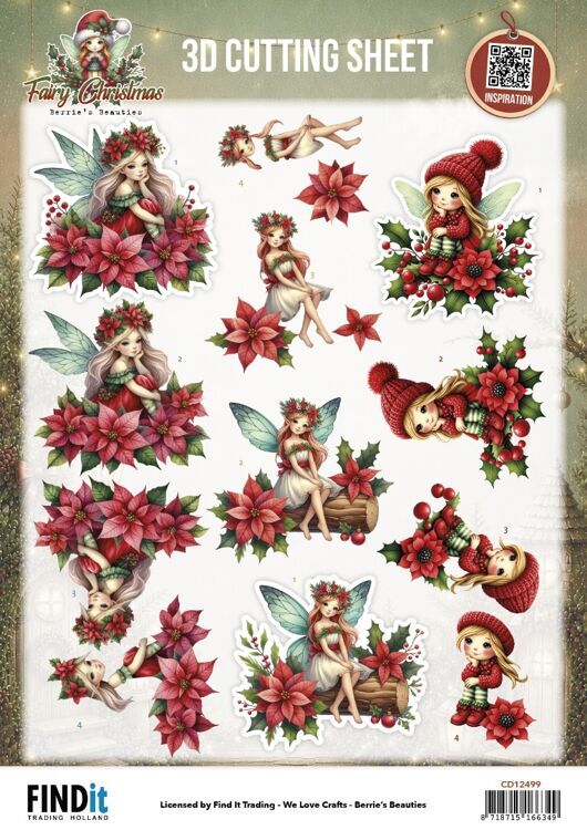 3D Cutting Sheet - Berries Beauties - Fairy Christmas - Poinsettia