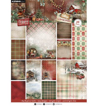 StudioLight Designpapierblok – Background Paper Cottage Christmas nr. 484