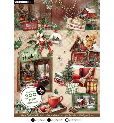 StudioLight Die-Cut Paper Pad – Paper Elements Cottage Christmas nr. 485