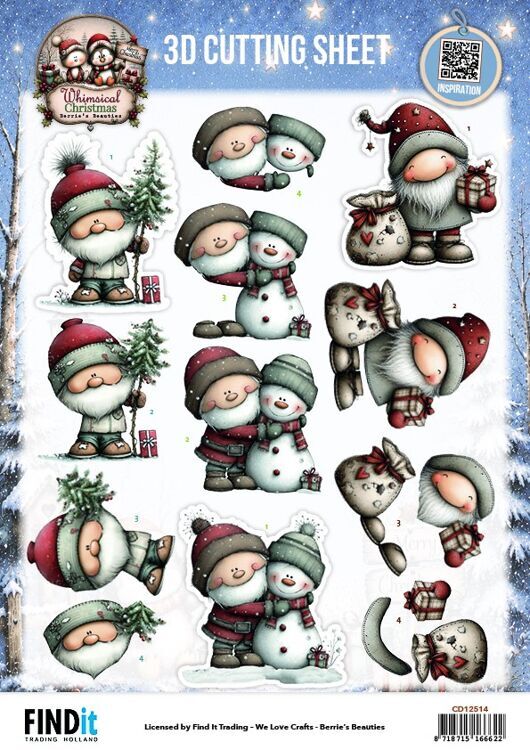 3D Cutting Sheet - Berries Beauties - Whimsical Christmas - Santa Claus