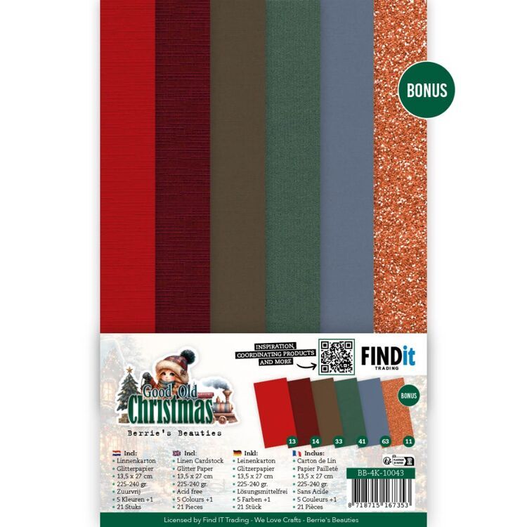 Linen Cardstock Pack - Berries Beauties - Good Old Christmas - 4K