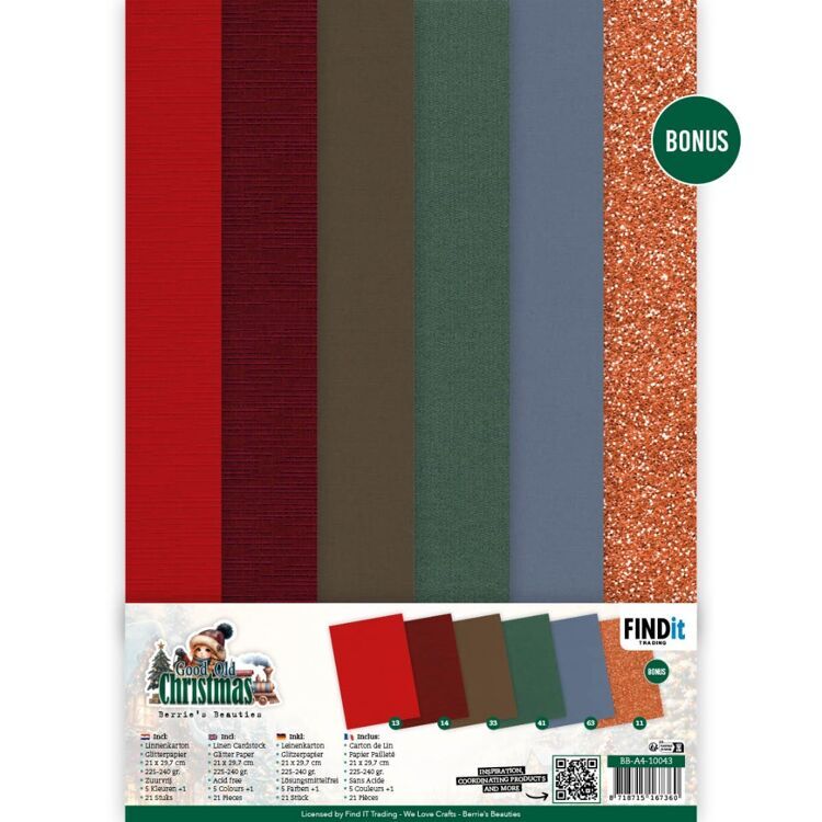 Linen Cardstock Pack - Berries Beauties - Good Old Christmas - A4