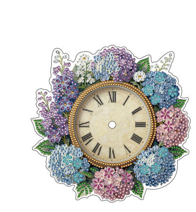Diamond Painting acrylhanger - Klok met bloemen 01