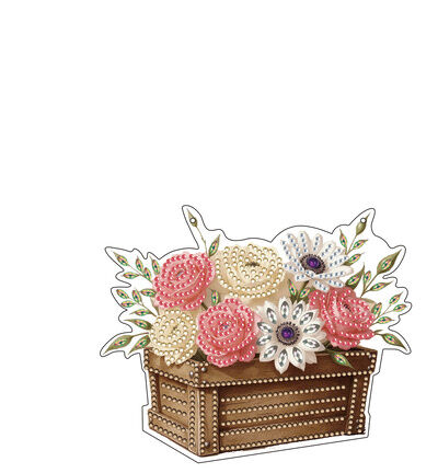 Diamond Painting acrylhanger - Kist met bloemen 01