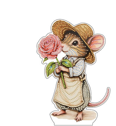 Diamond Painting acrylstaander - Muis met roos