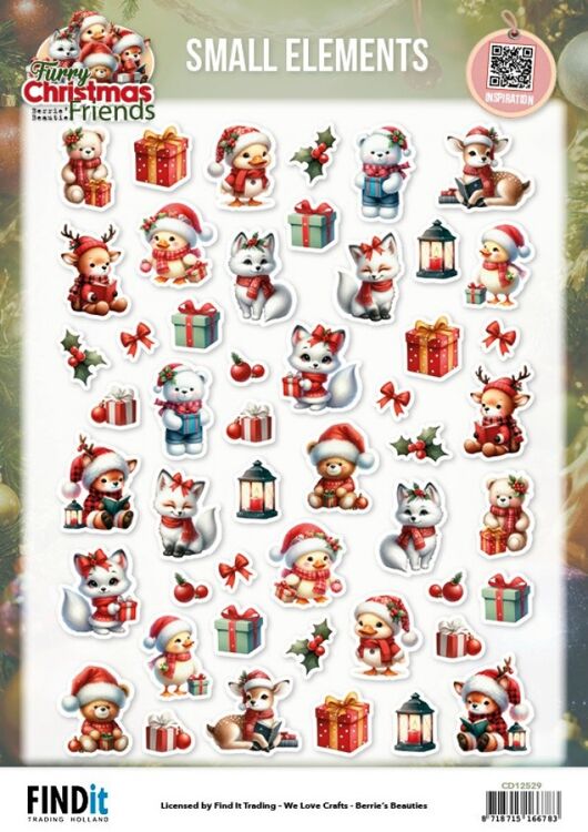Cutting Sheet - Berries Beauties - Furry Christmas Friends - Small Elements