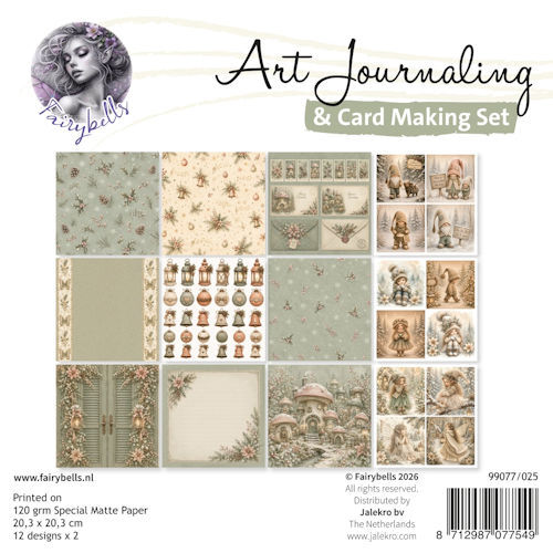 # Art Journaling & Card Making Set Kerst beige-groen