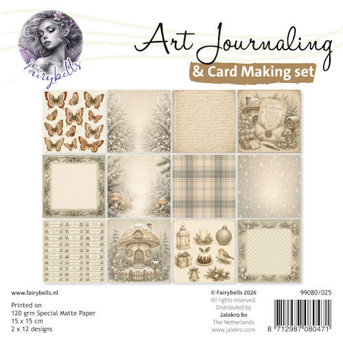 # Art Journaling & Card Making Backgrounds Set Kerst beige-groen