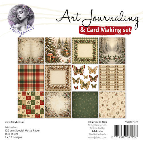 # Art Journaling & Card Making Backgrounds Set Kerst rood-groen