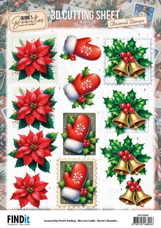 3D Cutting Sheet - Berrie's Beauties - Christmas Stamps - Christmas Classics