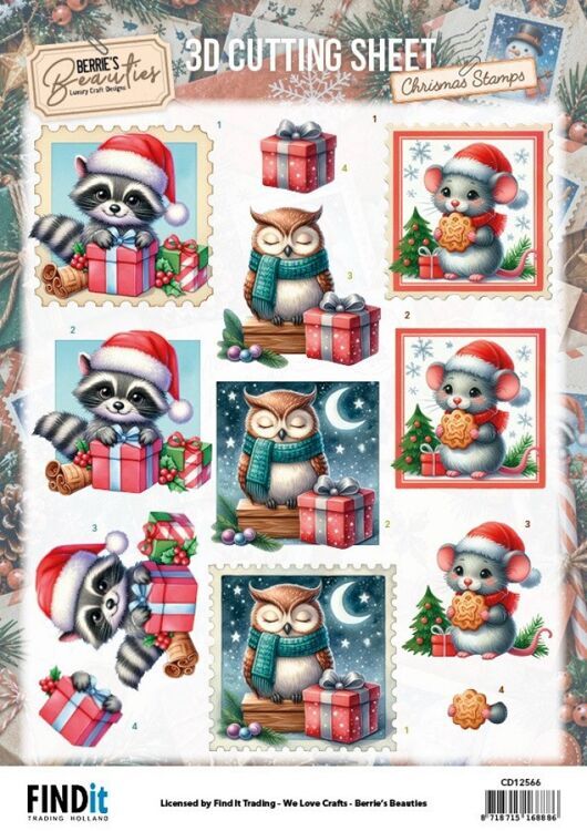 3D Cutting Sheet - Berrie's Beauties - Christmas Stamps - Woodland Friends