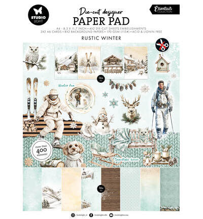 StudioLight Die-Cut Paper Pad – Rustic Winter Essentials nr. 509