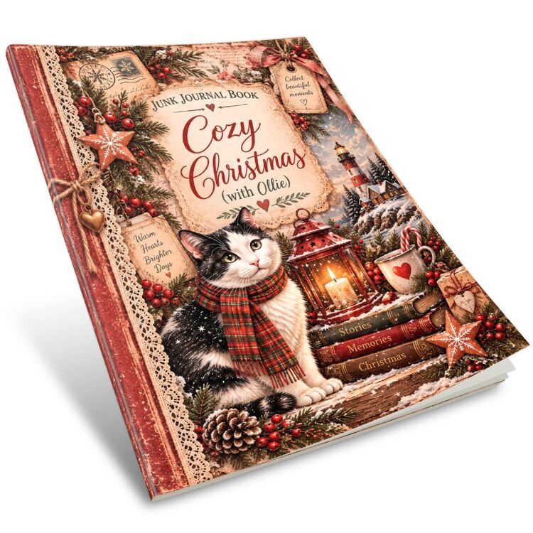 Jenine's Art Studio - Junk Journal Book - Ollie - Cozy Christmas
