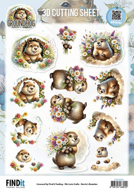 3D Cutting Sheet - Berries Beauties - Groundhog - Spring Moments