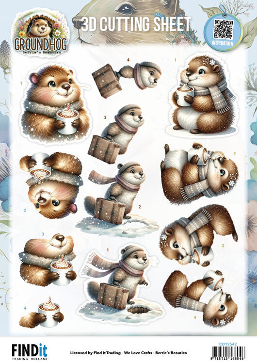 3D Cutting Sheet - Berries Beauties - Groundhog - Winter Bliss
