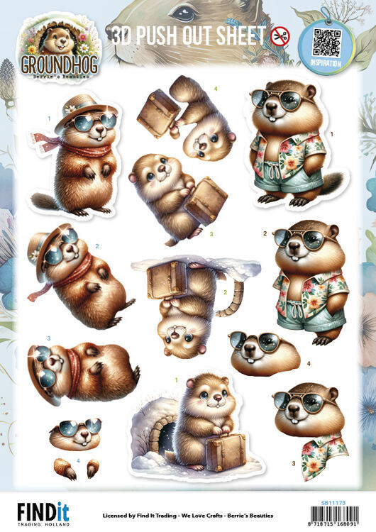 3D Pushout Sheet - Berries Beauties - Groundhog - Holiday Ready