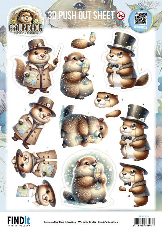 3D Pushout Sheet - Berries Beauties - Groundhog - Little Gentlemen
