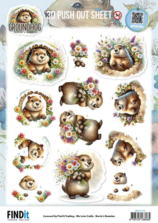 3D Pushout Sheet - Berries Beauties - Groundhog - Spring Moments