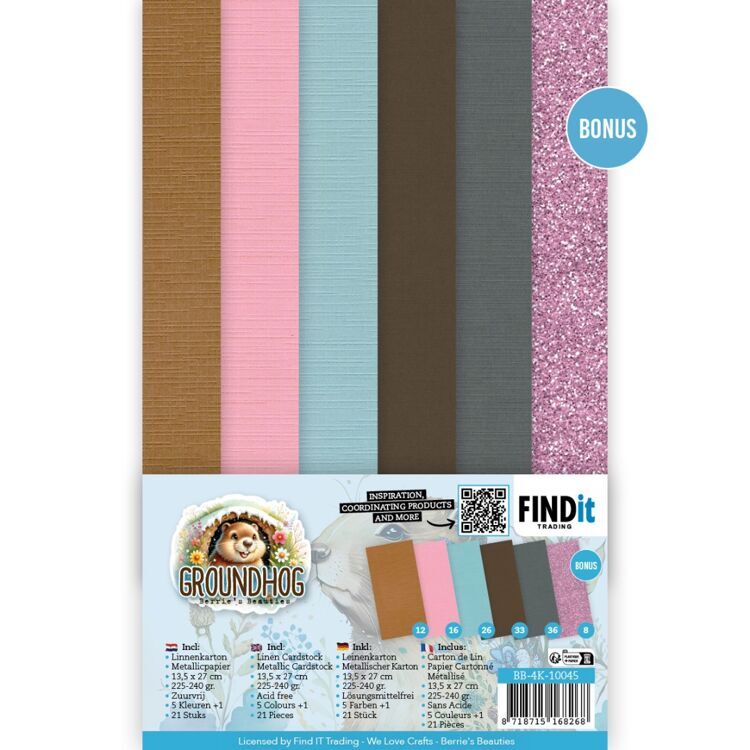 Linen Cardstock Pack - Berries Beauties - Groundhog - 4K