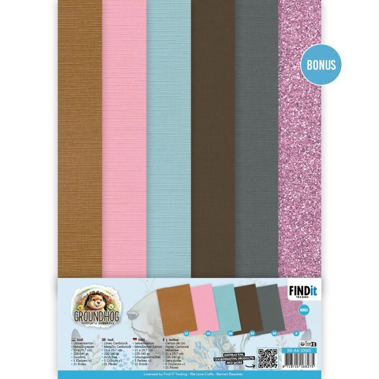 Linen Cardstock Pack - Berries Beauties - Groundhog - A4